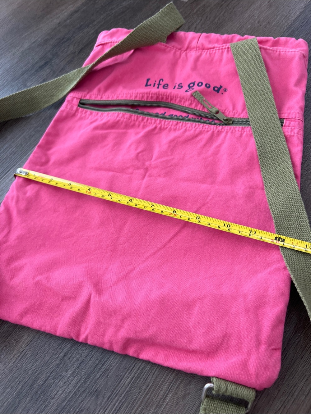 Life Is Good Hot Pink Drawstring Backpack with Flower Print - Picture 4 of 4